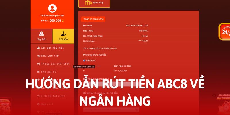 Rút tiền ABC8 về ngân hàng cực kỳ đơn giản